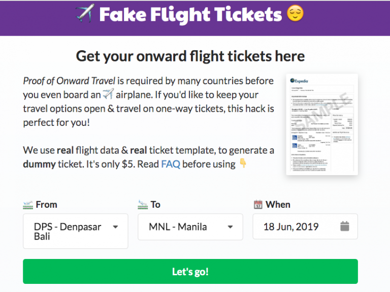 fake flight ticket booking creator
